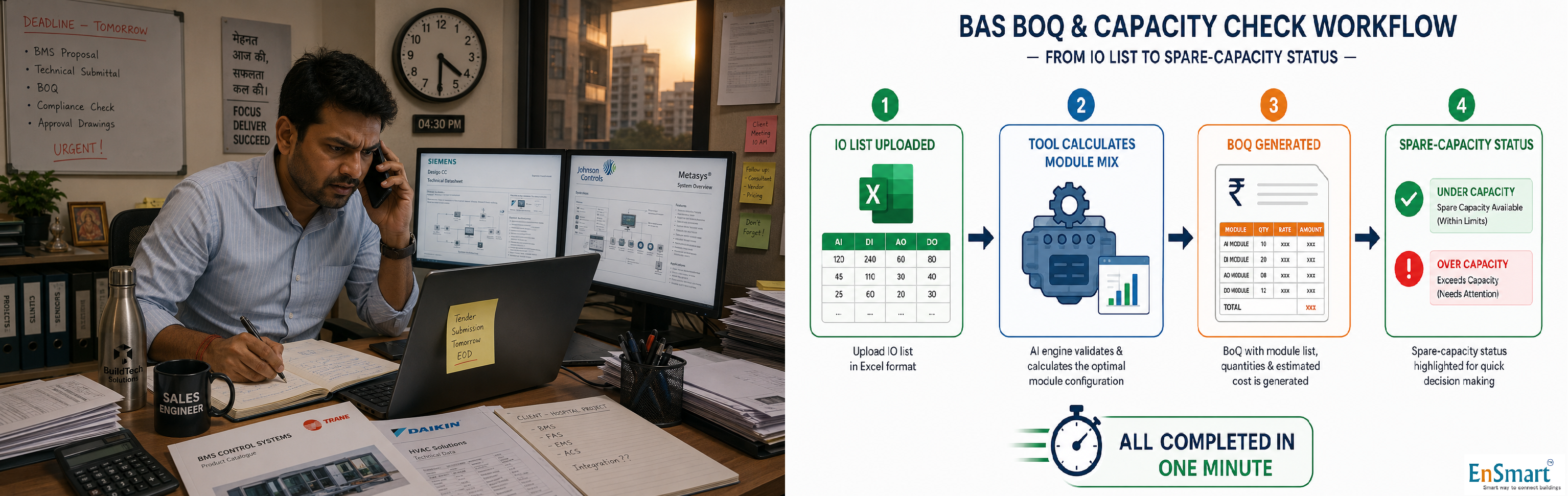 Auto Controller Selection from an IO List — How Modern BMS Engineering Removes Hours of Spec-Sheet Math — infographic