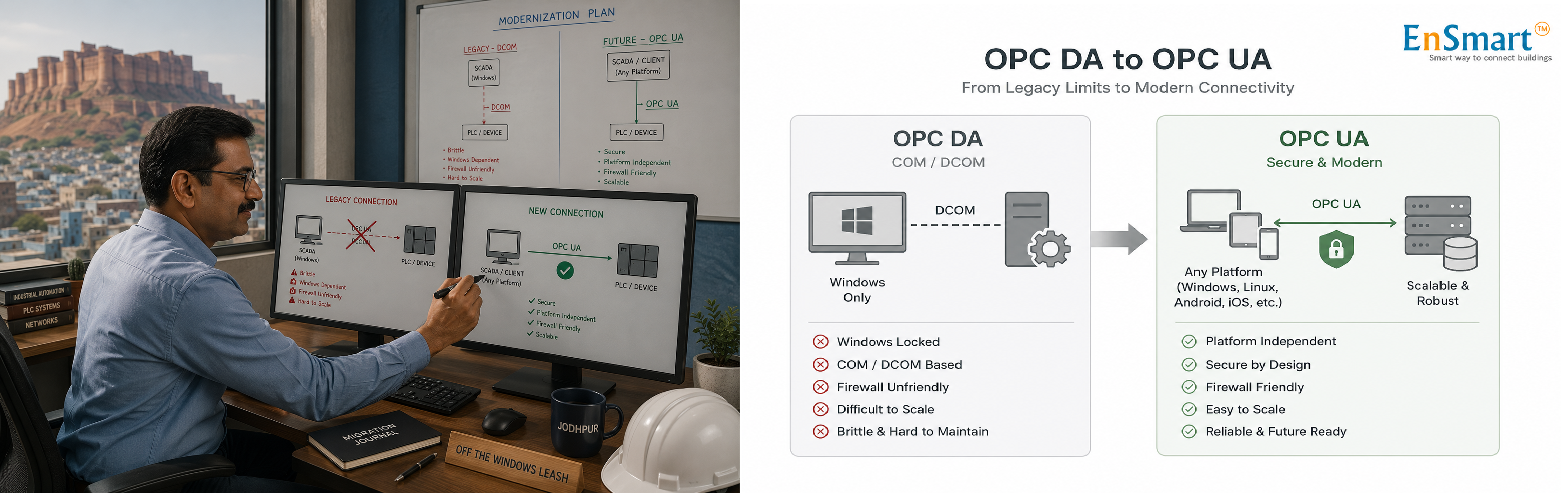 OPC UA vs OPC Classic (DA) — infographic
