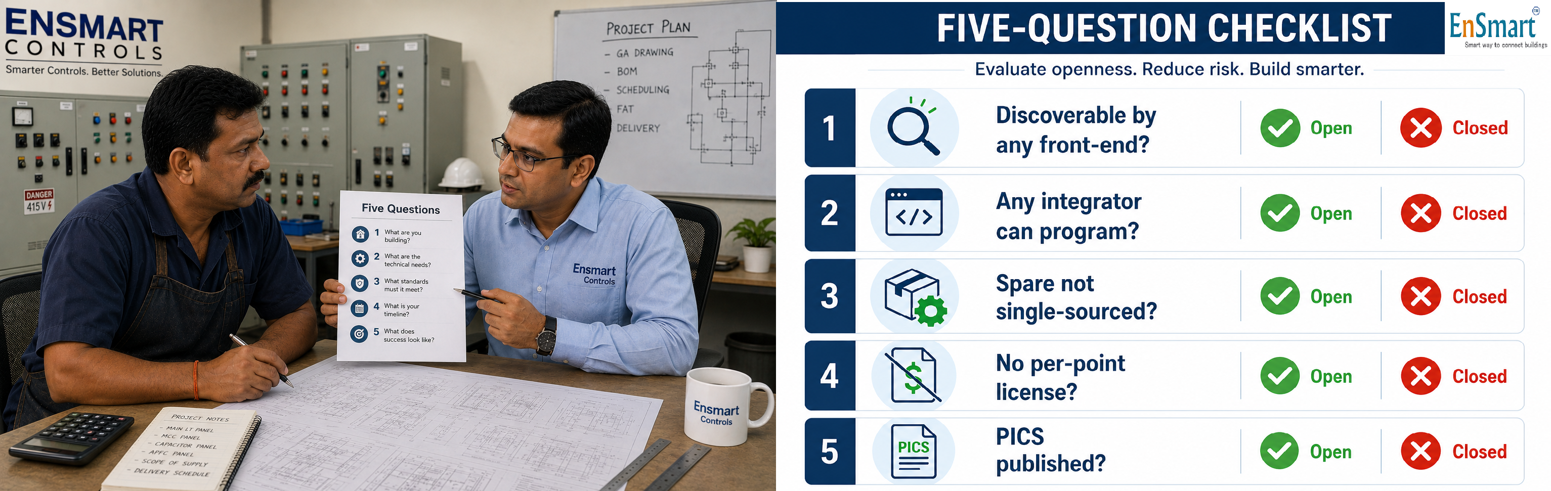 Open vs Closed BMS Ecosystems — Five Questions to Ask Before You Specify — infographic